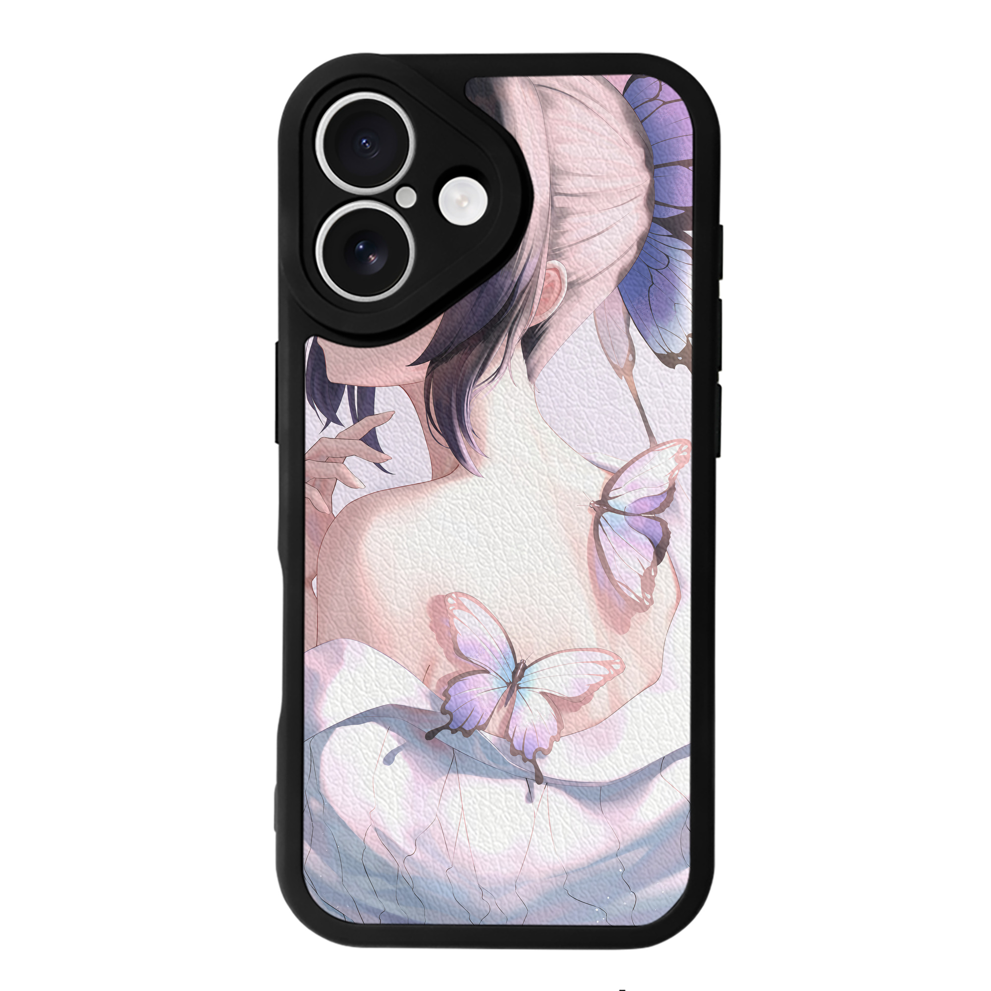 （画像用） 鬼滅の刃（きめつのやいば）蟲柱-胡蝶 しのぶ／こちょう しのぶ Kochou Shinobu 【iPhone 16シリーズ対応】シリコンスマホケース（レザー調） 材質：シリコン